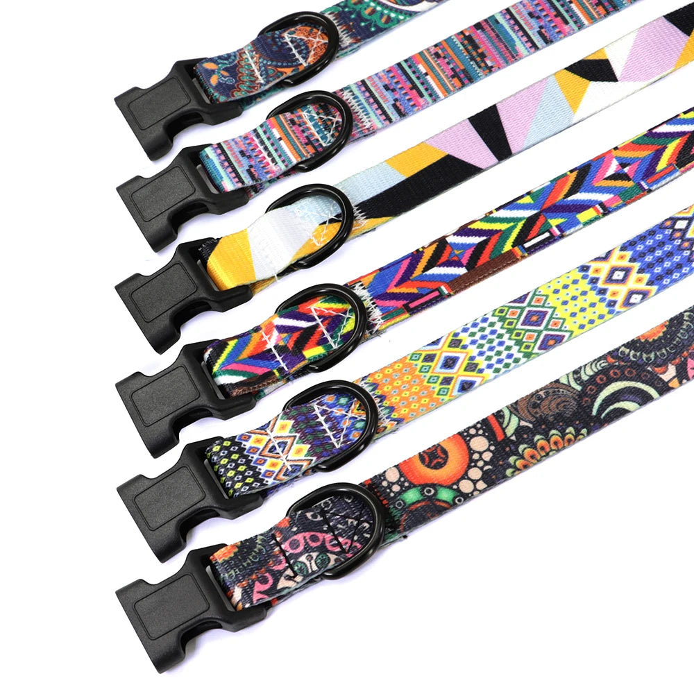 12 Styles Nylon Floral Printed Dog Collar – Bohemian Adjustable Small Puppy & Cat Collar – Chihuahua Pet Supplies Accessories