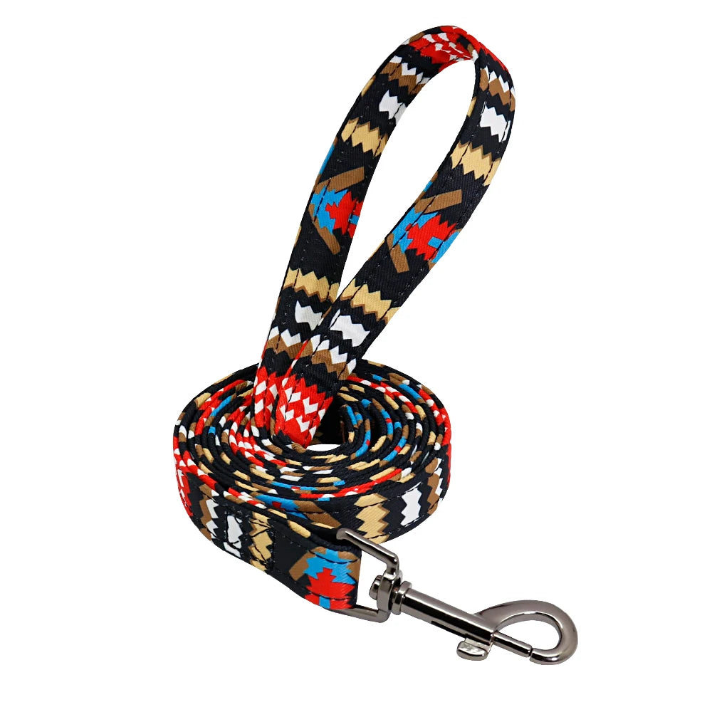 Durable Nylon Printed Dog Leash – 5 Colors Rope Lead for Small, Medium & Large Dogs (Walking, Training & Running)