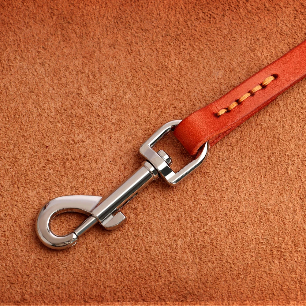 Genuine Leather Dog Collar & Leash Set – Adjustable for Small, Medium & Large Dogs and Cats (XS–XL)