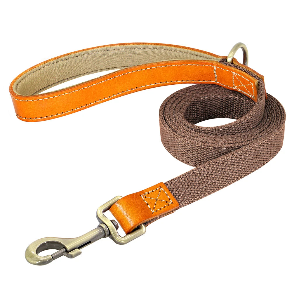 150cm Dog Walking Leash – Durable Nylon Lead Rope with PU Leather Handle