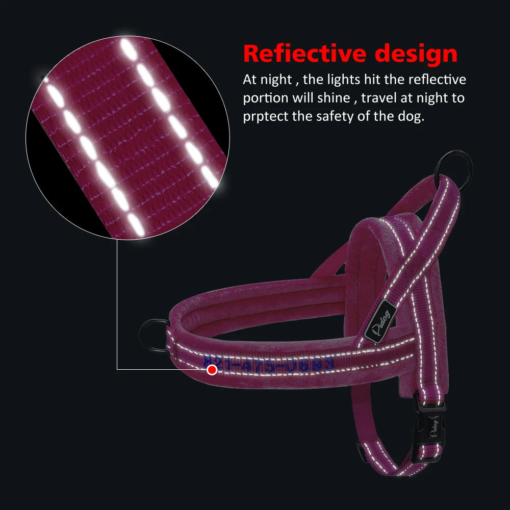 Soft Customized Dog Harness – Embroidered Nylon Padded Vest for Small, Medium & Large Dogs (Free Name & Phone Number)