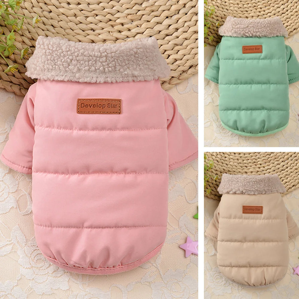 Thick Warm Winter Dog Coat with Fur Collar – Pet Jacket for Chihuahua, Pug, Yorkie, Teddy & More (Small & Medium Dogs, Cats)