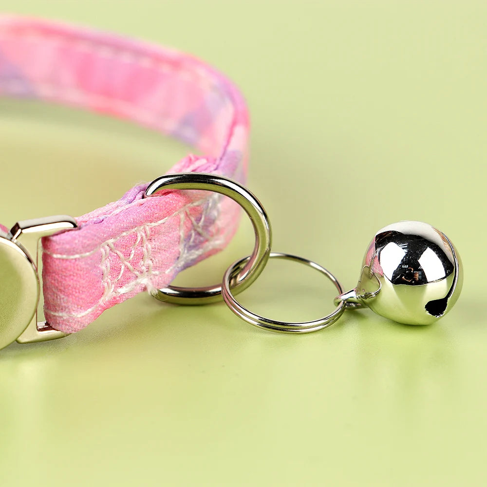 Personalized Cat & Dog Collar with Bell – Custom Engraved ID Tag, Adjustable Pet Collar for Small Dogs & Cats