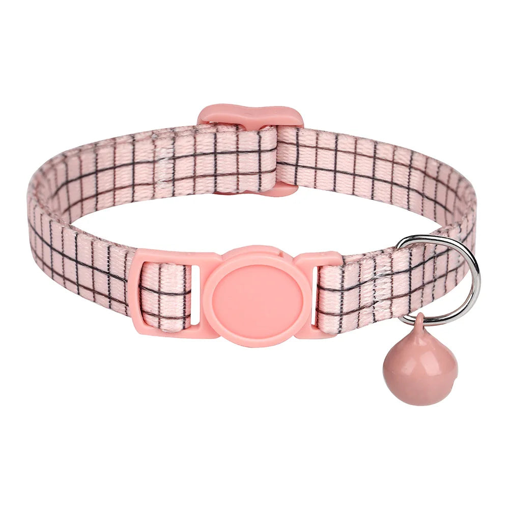 Cute Adjustable Dog & Cat Collar with Bell – Nylon Pet Necklace for Small Dogs & Kittens