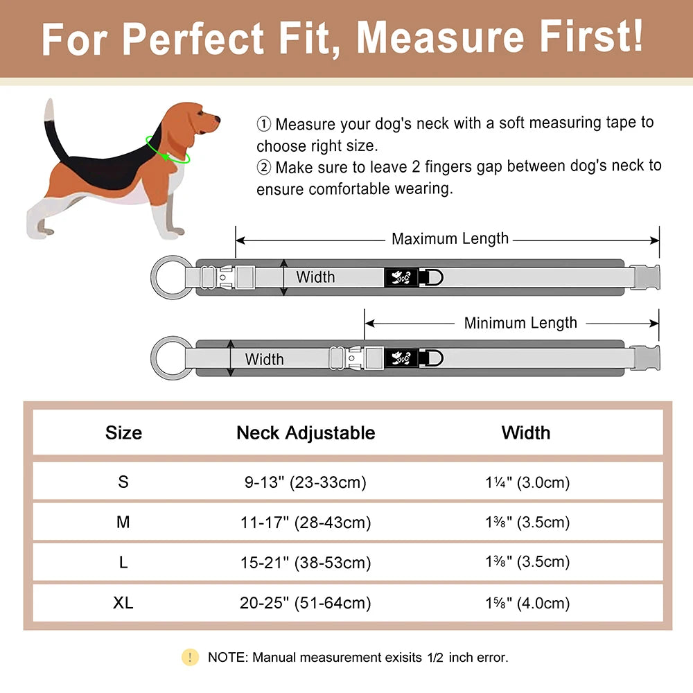 Personalized Nylon Dog Collar – Adjustable Soft Padded Pet ID Collar for Small, Medium & Large Dogs