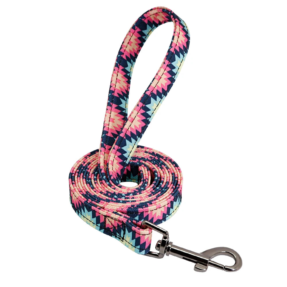Durable Nylon Printed Dog Leash – 5 Colors Rope Lead for Small, Medium & Large Dogs (Walking, Training & Running)
