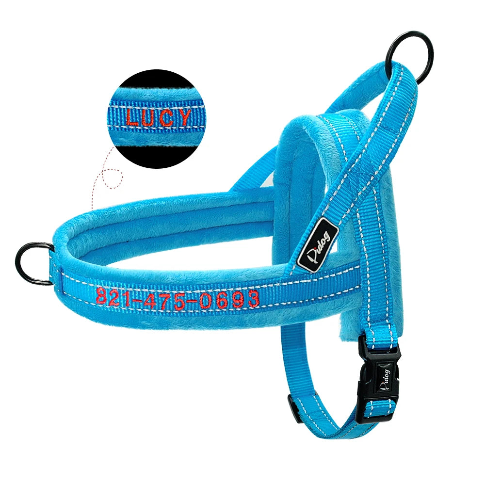 Soft Customized Dog Harness – Embroidered Nylon Padded Vest for Small, Medium & Large Dogs (Free Name & Phone Number)