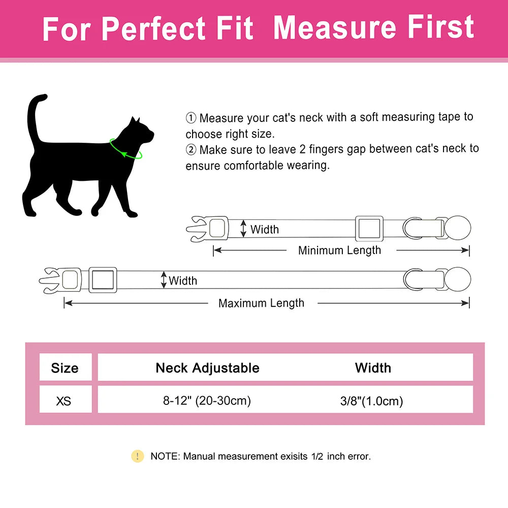 Personalized Cat/Puppy Collar with Engraved Nameplate & Bell – Adjustable Floral Design (Blue, Green, Pink, Red, Rose)