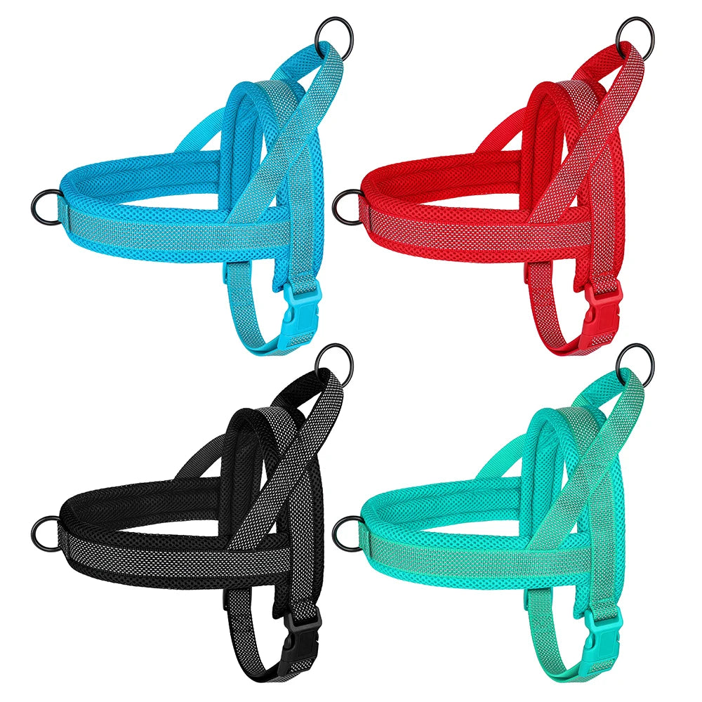 No Pull Nylon Dog Harness Breathable Mesh Pet Harnesses Vest Reflective Strap Harness for Medium Large Dogs Pug Walking Training
