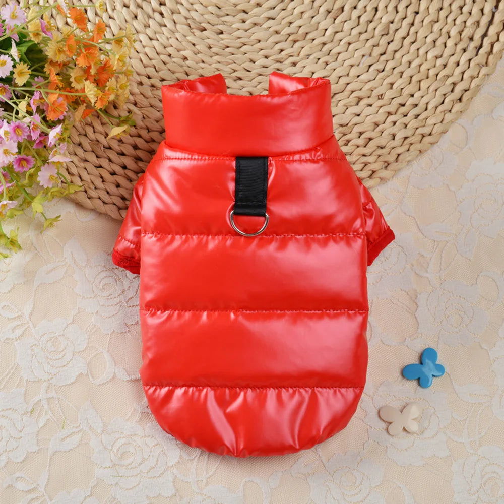 Winter Waterproof Dog Jacket – PU Leather Puffer Coat for Small & Medium Dogs (Chihuahua, Yorkie, French Bulldog)