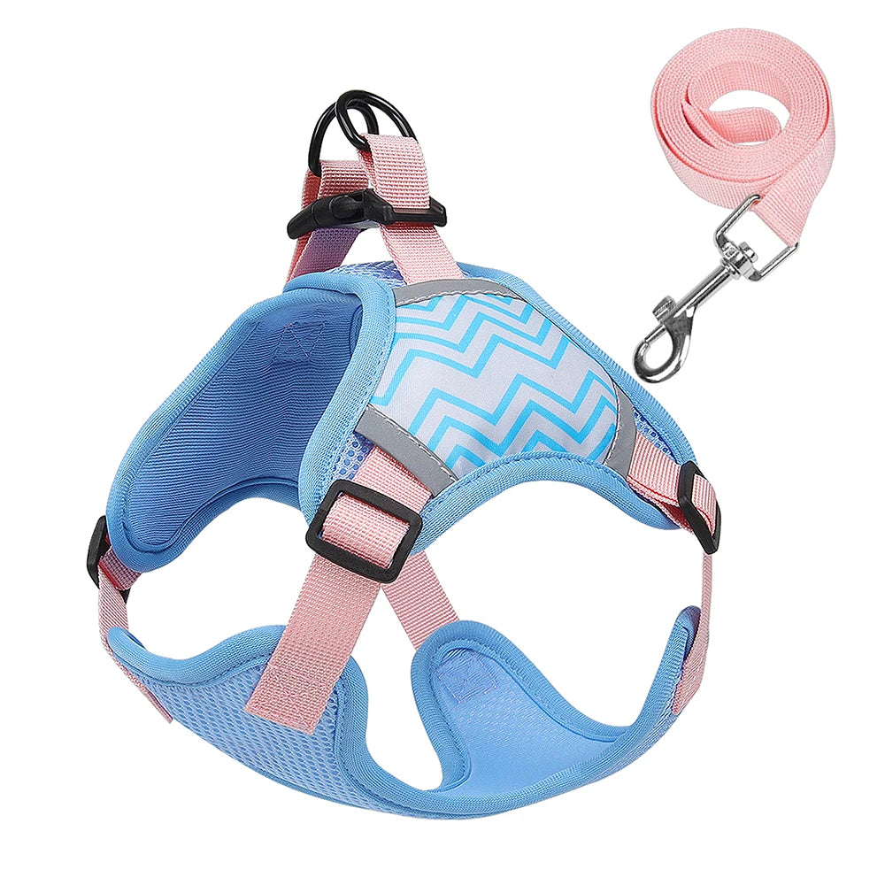 Reflective Dog Harness And Leash Set Adjustable Pet Puppy Harness Vest For Small Medium Dogs Walking Dog Accessories 150cm Leash
