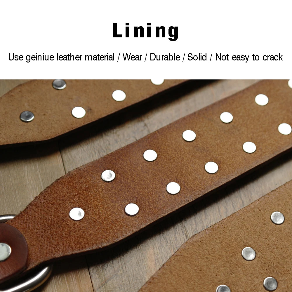 Spiked Studded Leather Dog Collar – Adjustable Anti-Bite Bulldog Collar for Small, Medium & Large Dogs