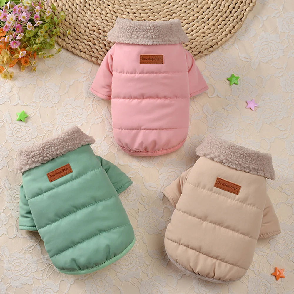 Thick Warm Winter Dog Coat with Fur Collar – Pet Jacket for Chihuahua, Pug, Yorkie, Teddy & More (Small & Medium Dogs, Cats)