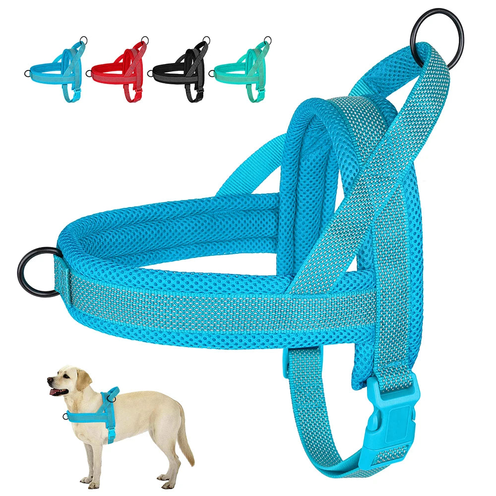No Pull Nylon Dog Harness Breathable Mesh Pet Harnesses Vest Reflective Strap Harness for Medium Large Dogs Pug Walking Training