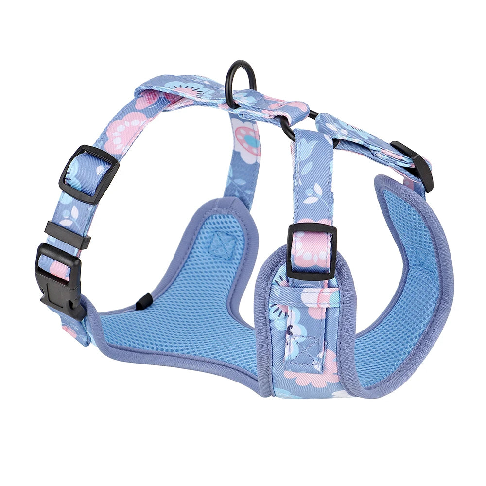 Fashion Printed Dog Harness – Breathable Nylon Mesh Vest for Small, Medium & Large Dogs (French Bulldog, Pug, Chihuahua, Yorkie)
