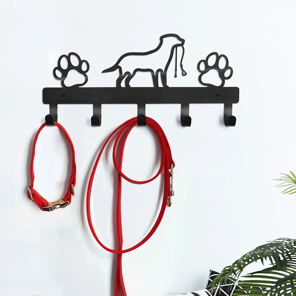Metal Dog Leash & Key Holder Wall Rack – 4/5/7 Hooks Organizer with Free Nails