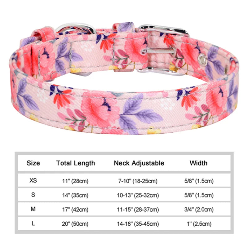 Nylon Custom Dog Collar & Leash Set with Personalized Leather Nameplate – Adjustable ID Tag for Small, Medium & Large Dogs