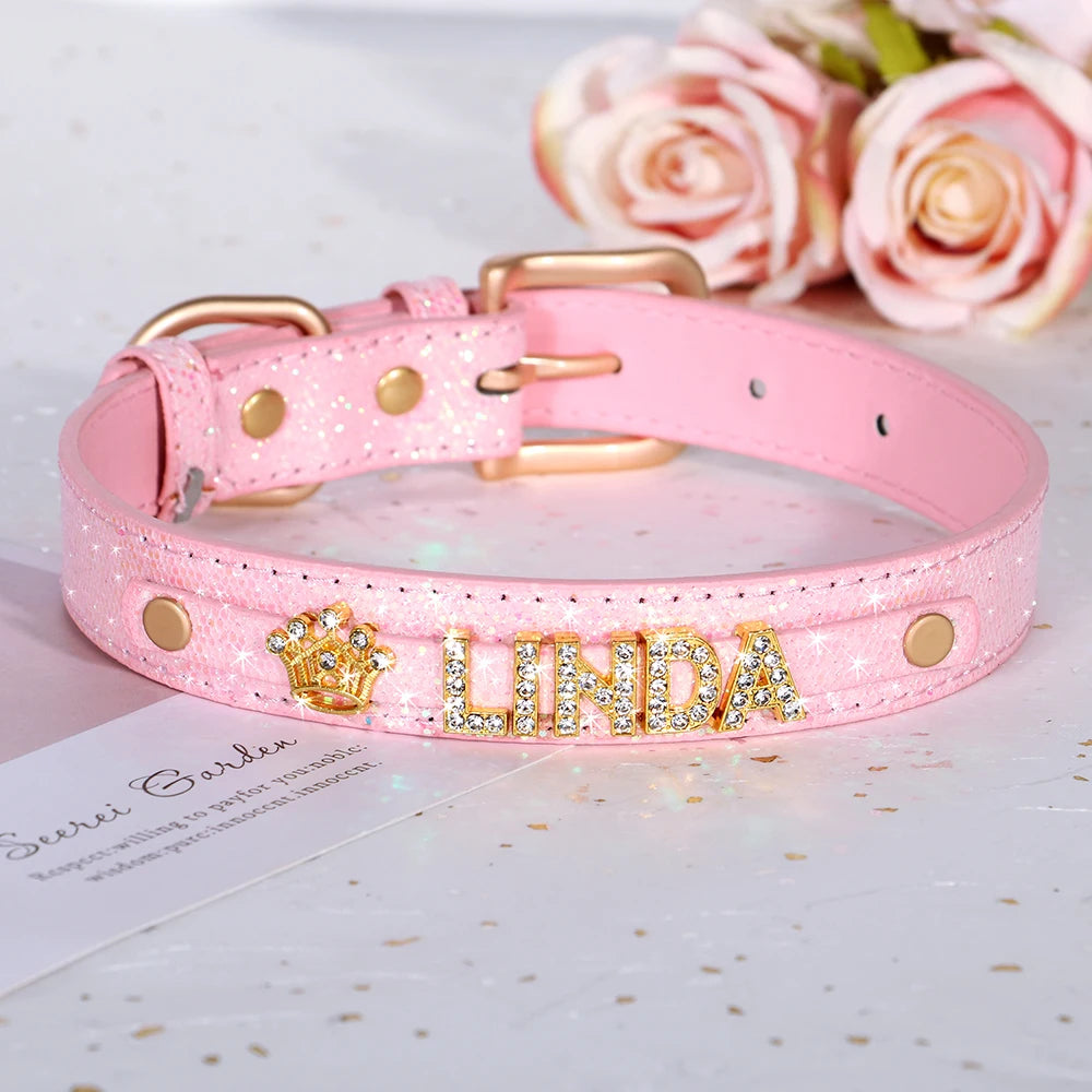 ✨ Personalized Bling Rhinestone Dog Collar – For Small Dogs & Cats ✨