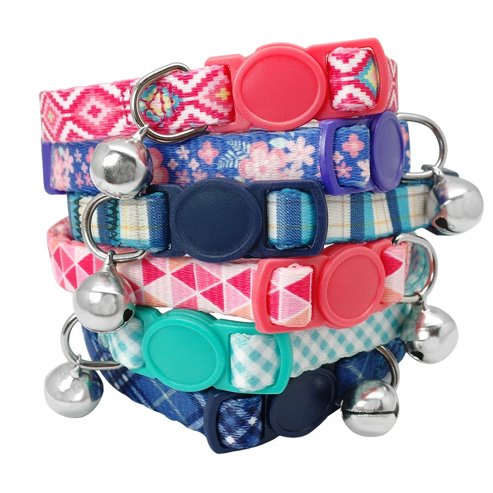Personalized Cat Collar with Engraved Fish Tag – Adjustable Nylon Collar for Cats & Small Dogs