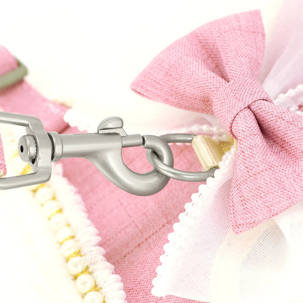 Princess Dog Cat Harness And Leash Set Lace Bowknot Pet Harness Chest Strap Dress For Fashion Chihuahua Cats Accessories