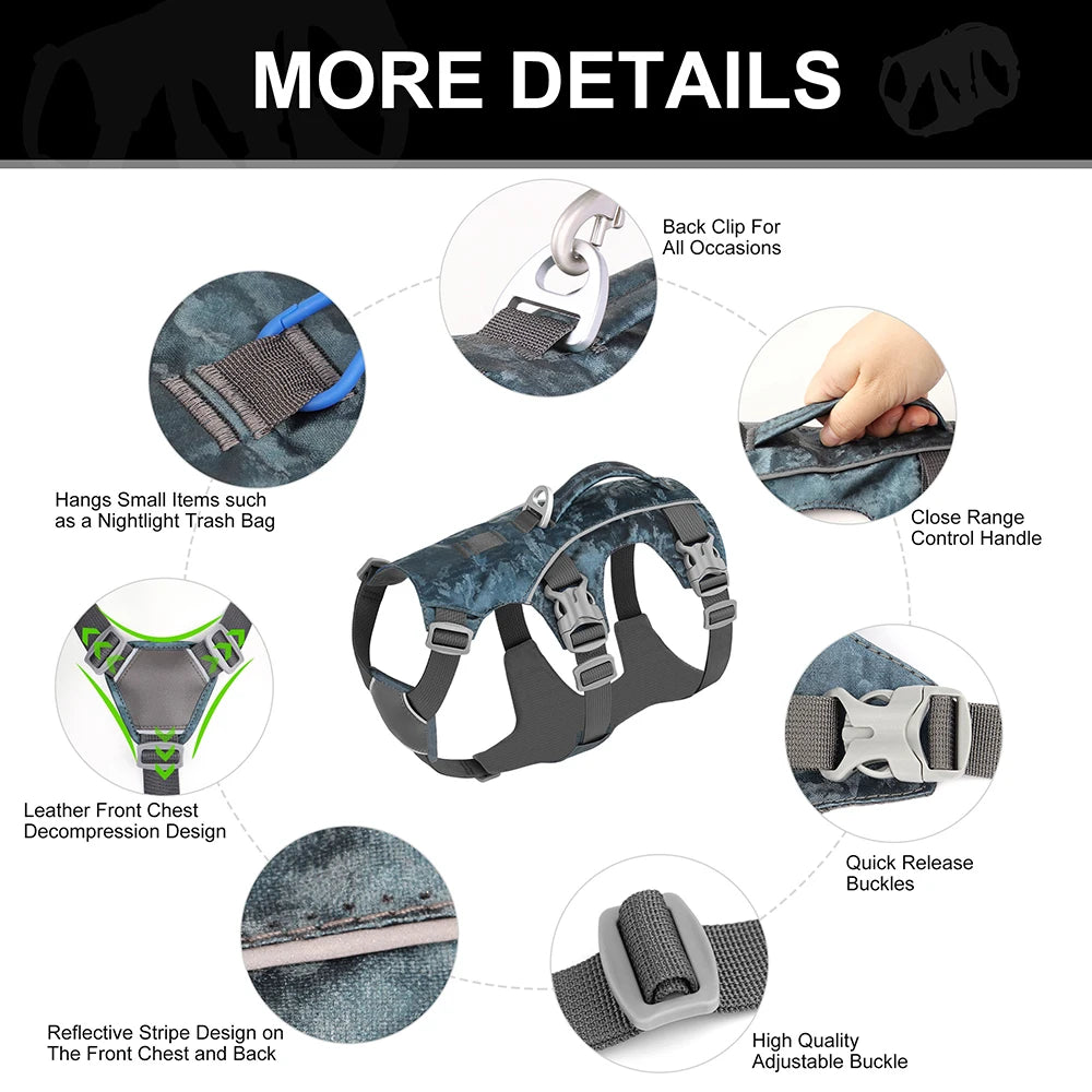 Durable Large Dog Harness – Reflective Nylon Dog Vest with Handle for Medium & Large Dogs (Walking & Training)