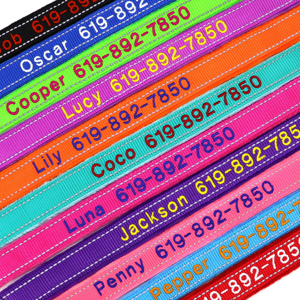 Personalized Embroidered Dog Collar – Reflective Nylon Adjustable ID Collar with Custom Name & Phone Number for Small, Medium & Large Dogs