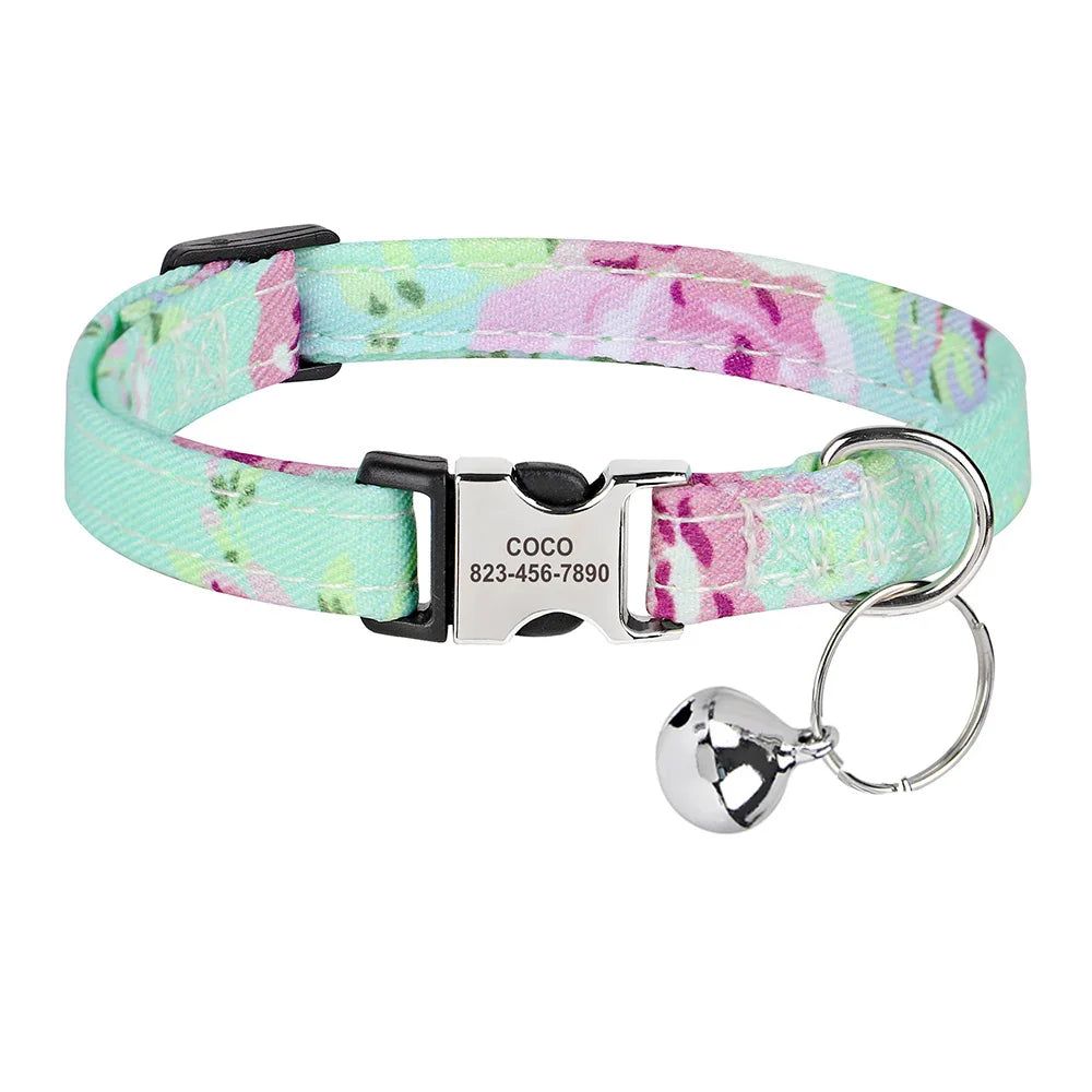 Custom Cat Collar – Personalized ID Collar for Cats &amp; Small Dogs (Free Bell Gift!)