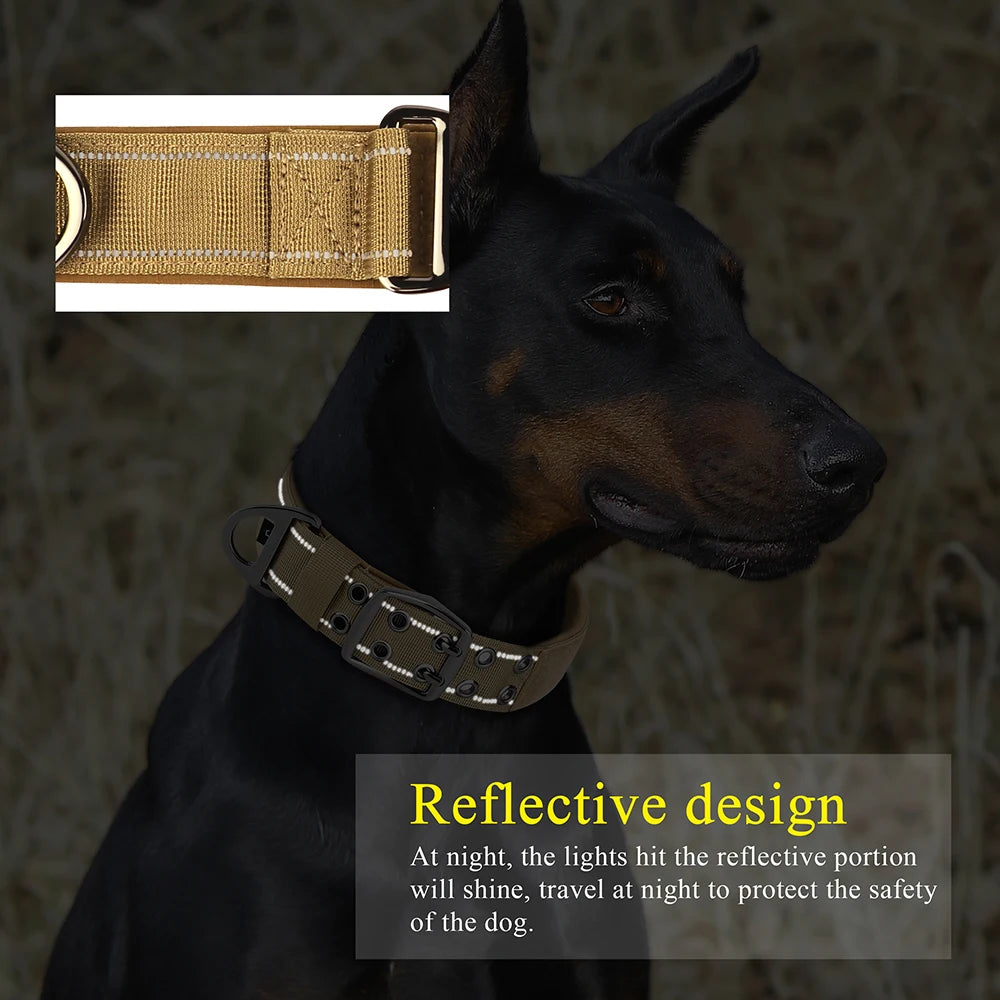 Tactical Military Dog Collar – Adjustable Nylon Training Collar with Handle for Medium & Large Dogs
