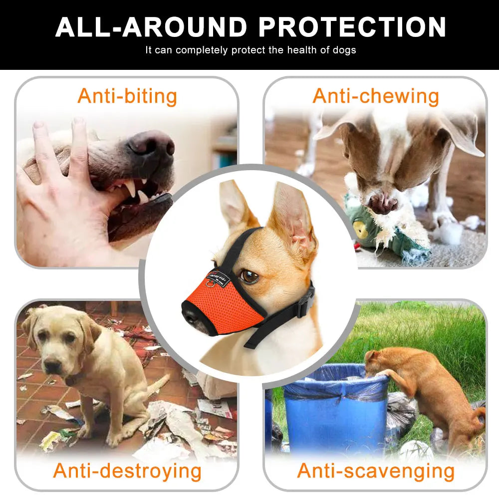 Mesh Nylon Dog Muzzle – Adjustable Breathable Anti-Bark Muzzle for Small, Medium & Large Dogs