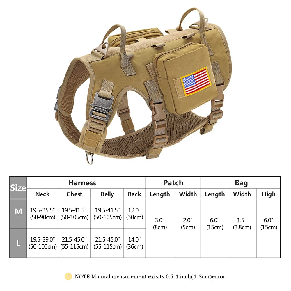 Tactical Dog Harness & Leash Set – Military MOLLE Vest for Large Dogs