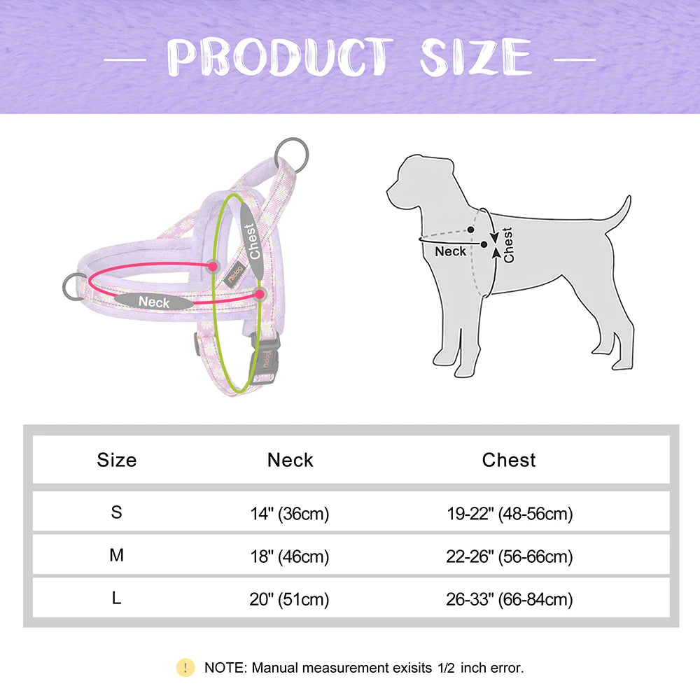 No Pull Reflective Dog Harness Winter Pet Dogs Vest Harness Warm Fur Padded Strap Harness for Medium Large Dogs Flower Print