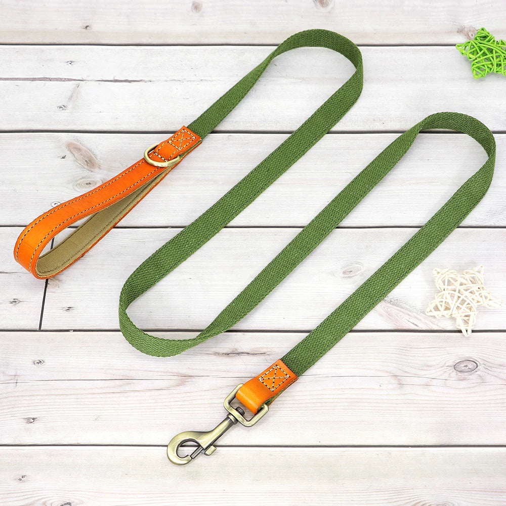 Nylon Custom Dog Collar & Leash Set – Personalized with Leather Nameplate