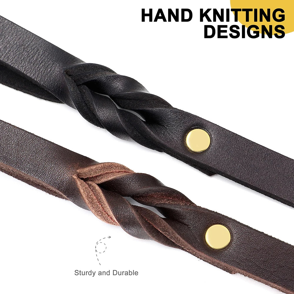 6ft Genuine Leather Dog Leash – Durable Training & Walking Lead for Medium & Large Dogs