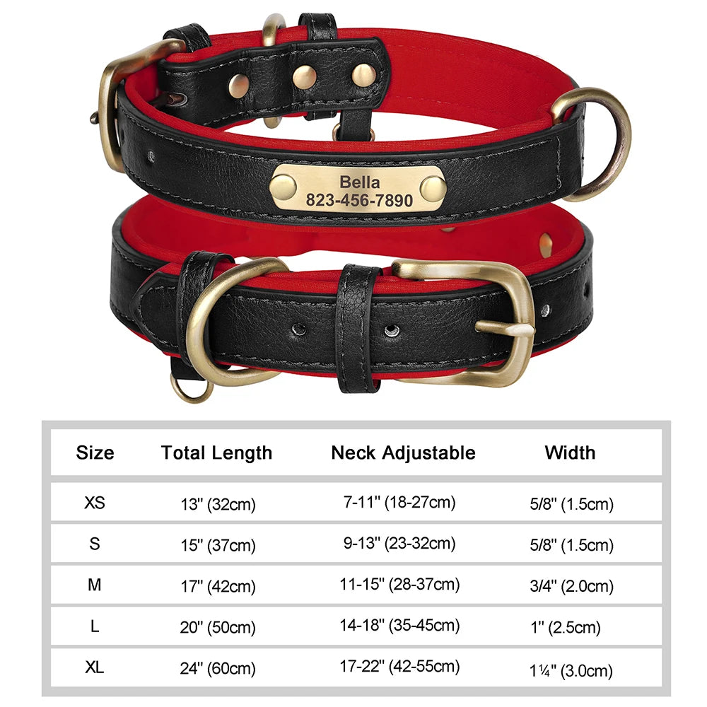 🐾 Personalized PU Leather Dog Collar – Custom Engraved Nameplate ID Tag 🐶