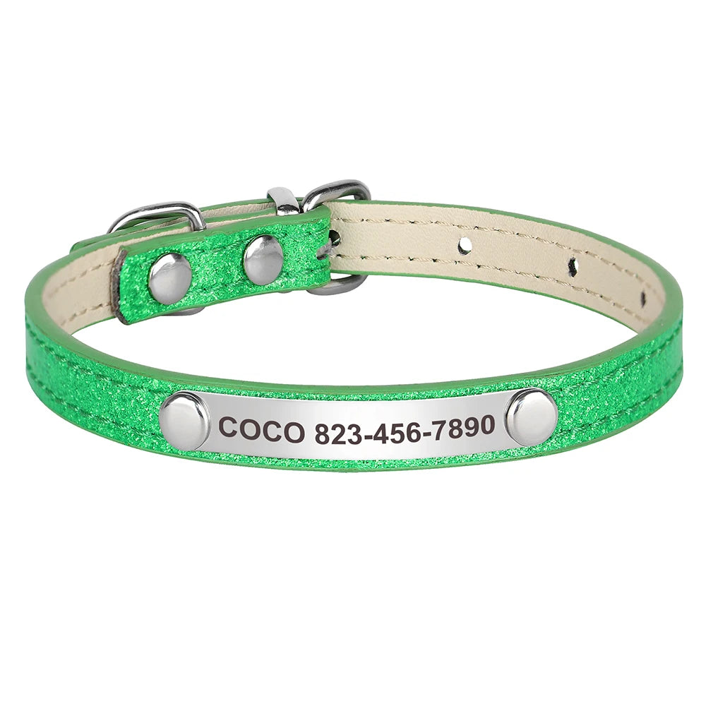 Anti-Lost Personalized Cat Collar with Engraved ID Nameplate – Bling Collar for Cats & Small Dogs