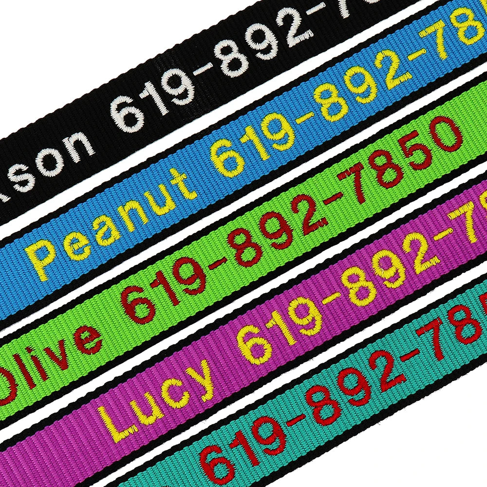 Personalized Embroidered Nylon Dog Collar – Custom Name & Phone ID – For Small, Medium & Large Dogs