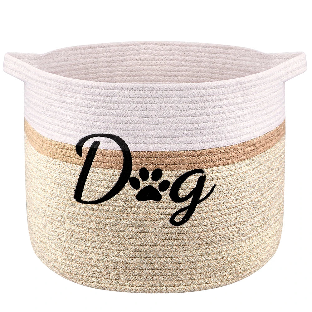 Durable Foldable Dog Toy Storage Basket – Pet Organizer Bin (Pink/Brown/Grey)