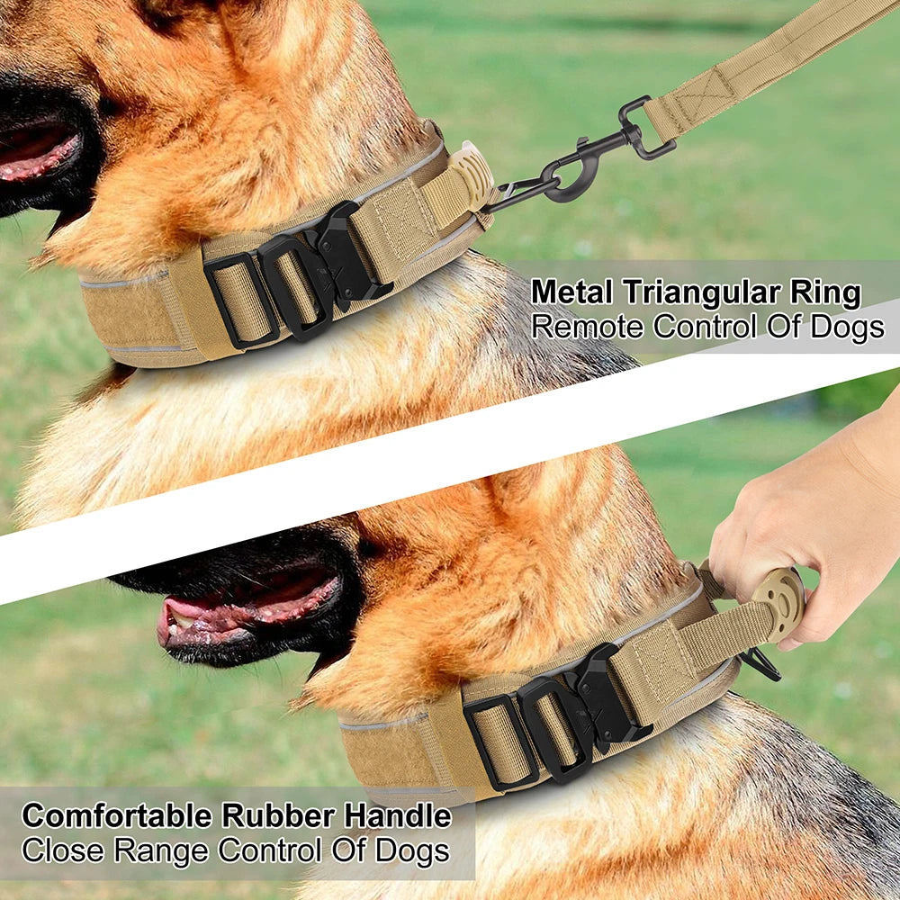 Tactical Dog Collar & Leash Set – Adjustable, Durable Nylon for Medium & Large Dogs