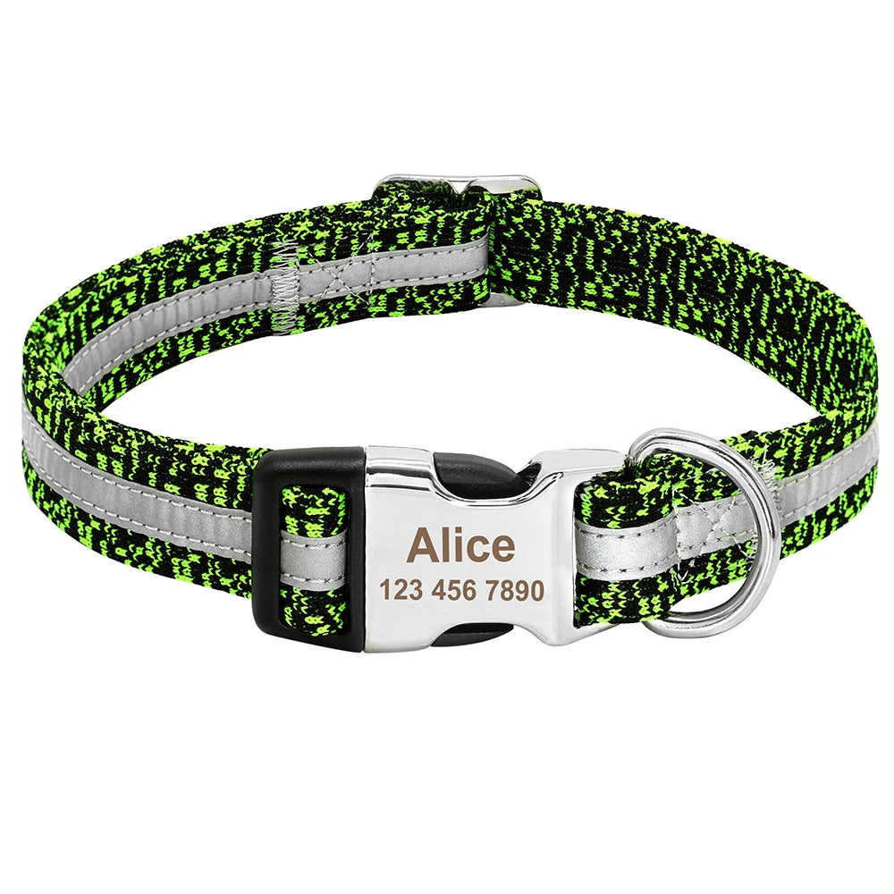Adjustable Personalized Dog Collar – Custom Engraved Nylon Pet ID Collar | For Small, Medium & Large Dogs