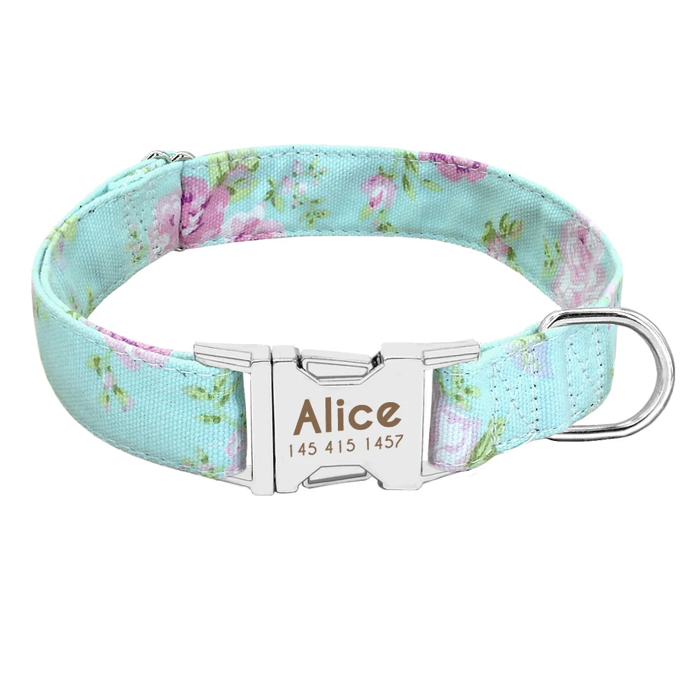 Personalized Nylon Dog Collar – Adjustable Custom Pet Collar with Engraved ID Tag for Medium & Large Dogs
