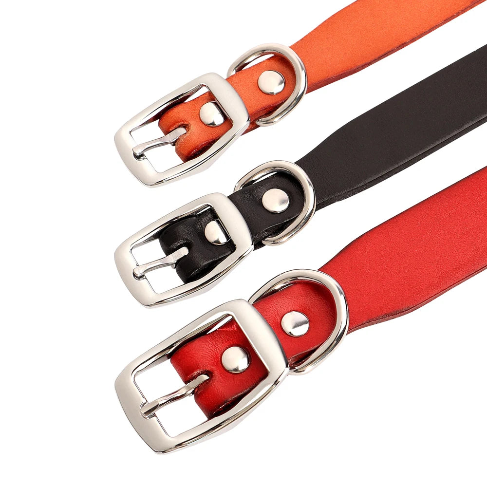 Genuine Leather Dog Collar & Leash Set – Adjustable for Small, Medium & Large Dogs and Cats (XS–XL)