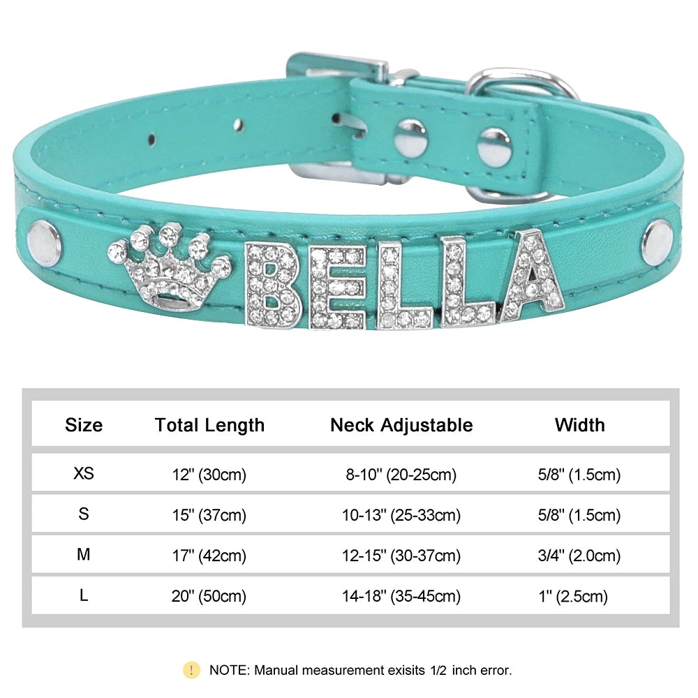 ✨ Personalized Bling Rhinestone Dog Collar – For Small Dogs & Cats ✨