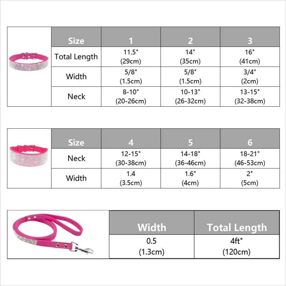 Bling Rhinestone Dog & Cat Collar with Leash Set
