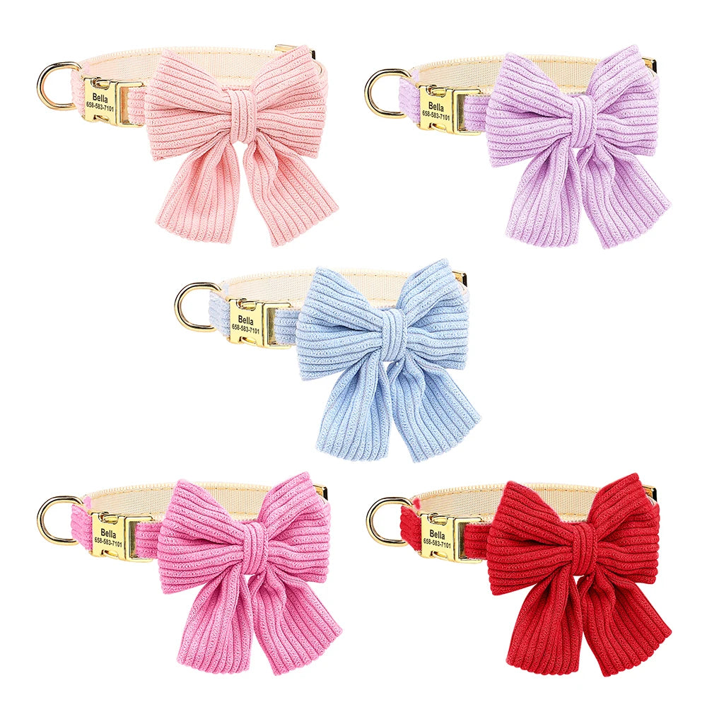 🎀 Personalized Dog Collar with Big Bowtie – Cute, Stylish & Custom Engraved