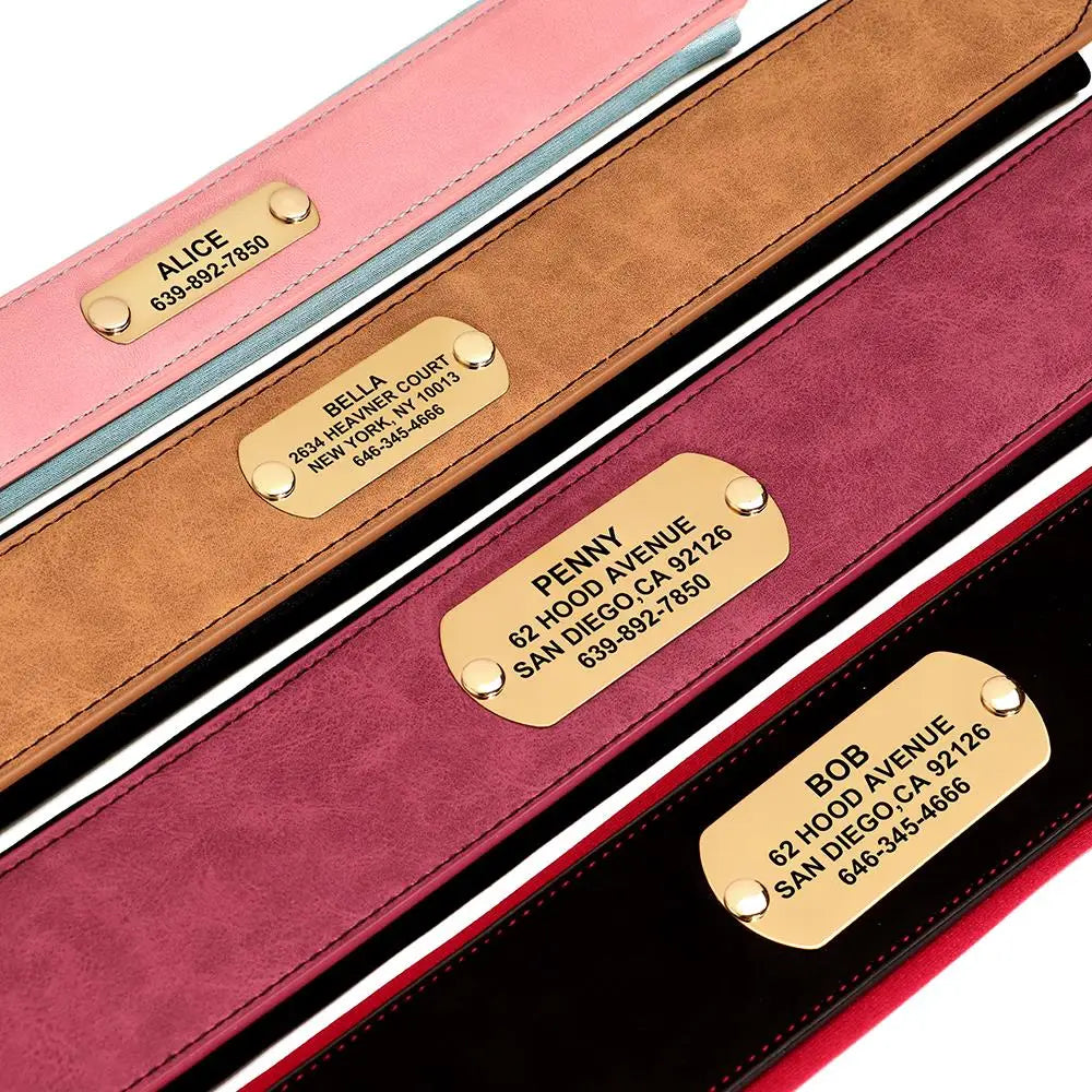 Customized Engraved Wide Leather Dog Collar – Soft Padded for Medium & Large Dogs