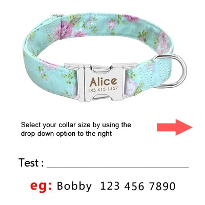 Personalized Nylon Dog Collar – Adjustable Custom Pet Collar with Engraved ID Tag for Medium & Large Dogs