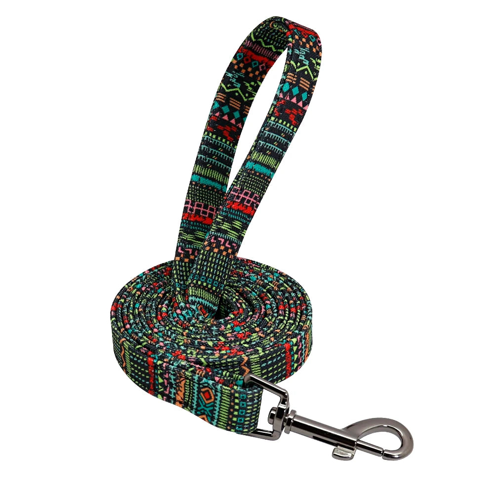 Durable Nylon Printed Dog Leash – 5 Colors Rope Lead for Small, Medium & Large Dogs (Walking, Training & Running)