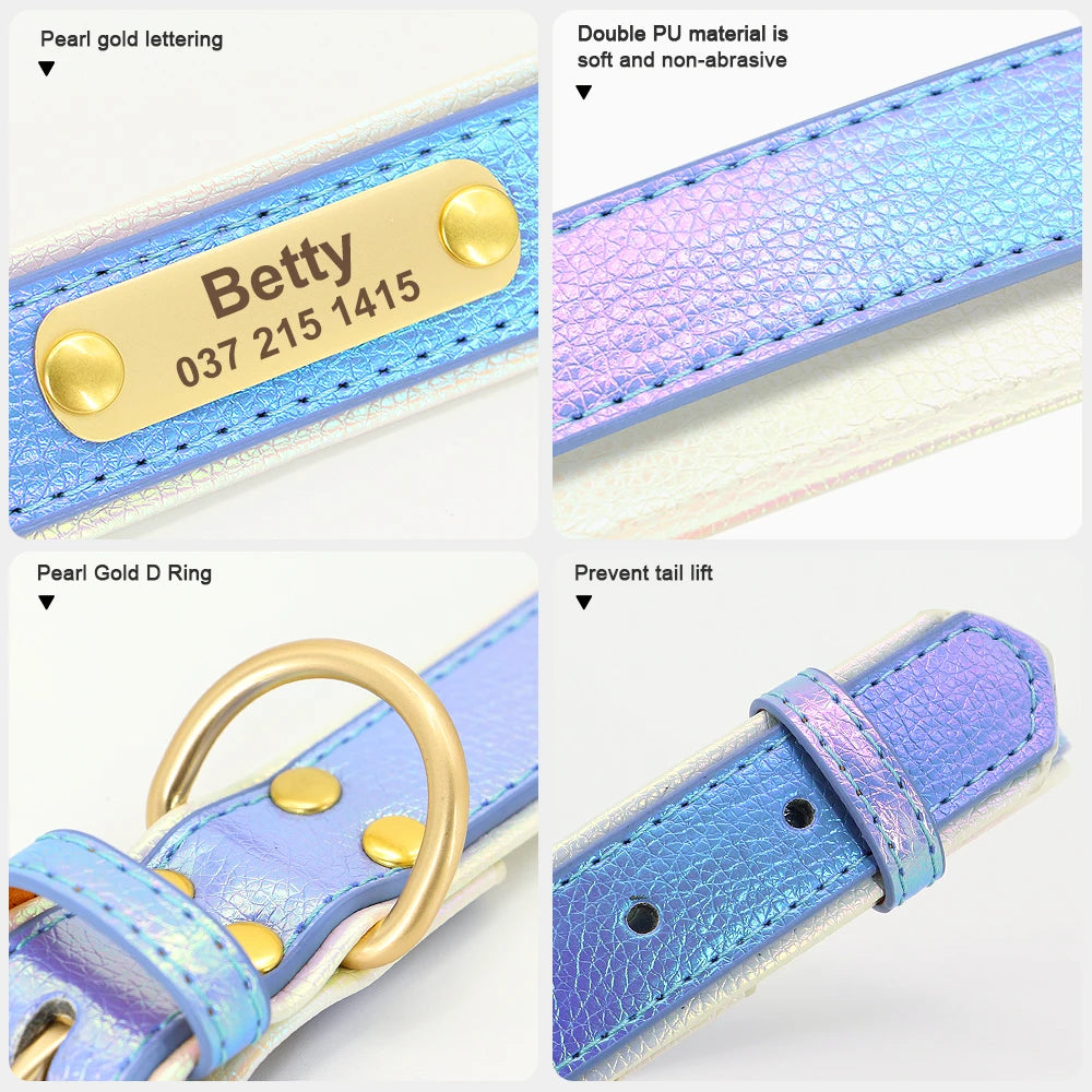 Personalized Leather Dog Collar – Custom Engraved Nameplate ID Tag for Small, Medium & Large Dogs