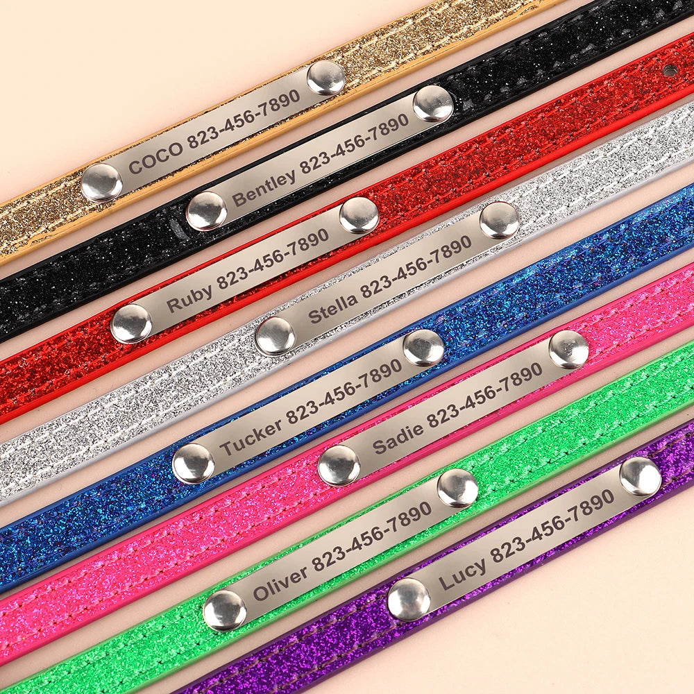 Anti-Lost Personalized Cat Collar with Engraved ID Nameplate – Bling Collar for Cats & Small Dogs