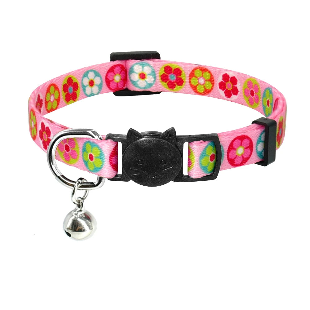 Cute Fruit Print Cat Collar with Bell – Adjustable Quick Release Safety Collar for Cats & Kittens